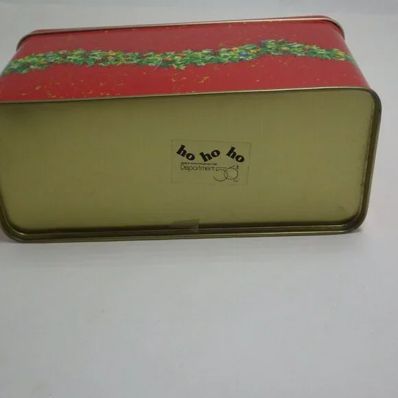 Department 56 Christmas Tin Santa Ho Ho Ho Red Rectangle - Picture 5 of 7